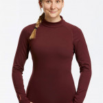 Women Burgundy Solid Thermal Tops